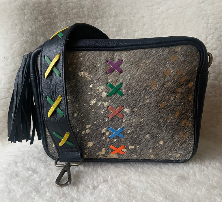 Handcrafted, Recycled Leather & Hide Camera Bag.