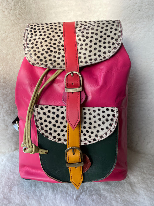 Handcrafted, Recycled Leather & Hide Backpack.
