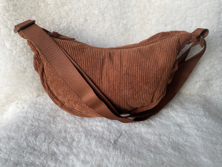 Half-Moon Corduroy Sling Bag.