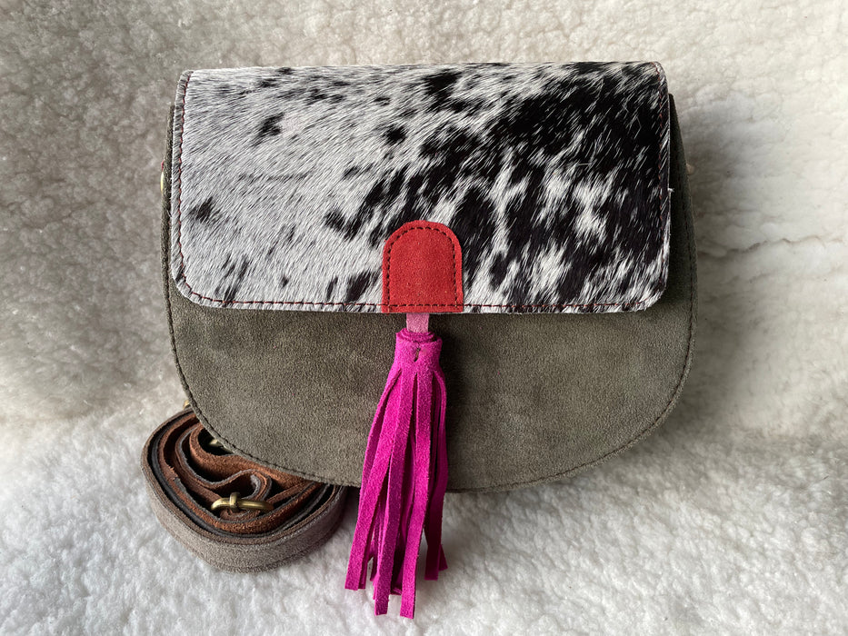 Handcrafted, Recycled Suede & Hide Multi-Coloured Bags.