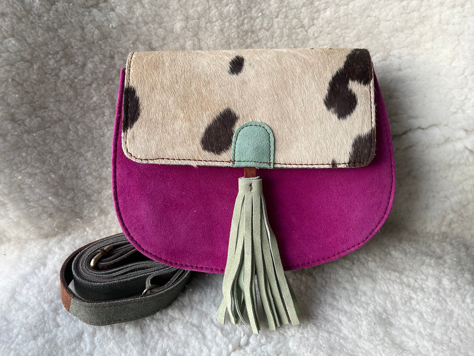 Handcrafted, Recycled Suede & Hide Multi-Coloured Bags.