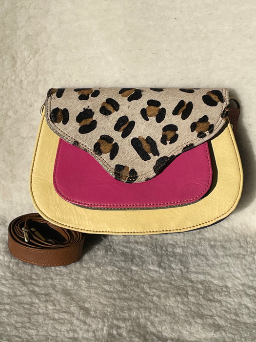 Handcrafted, Recycled Leather & Hide Multi-Coloured Handbag