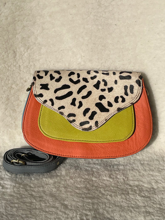 Handcrafted, Recycled Leather & Hide Multi-Coloured Handbag