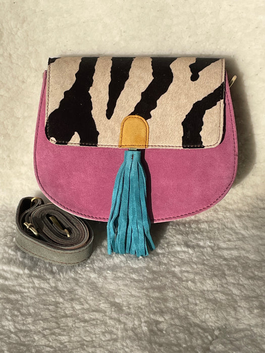 Handcrafted, Recycled Suede & Hide Multi-Coloured Bags.