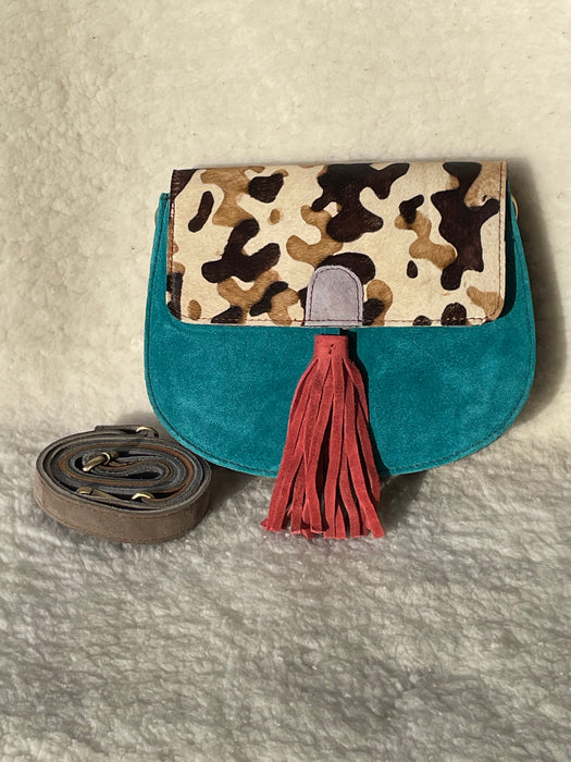 Handcrafted, Recycled Suede & Hide Multi-Coloured Bags.