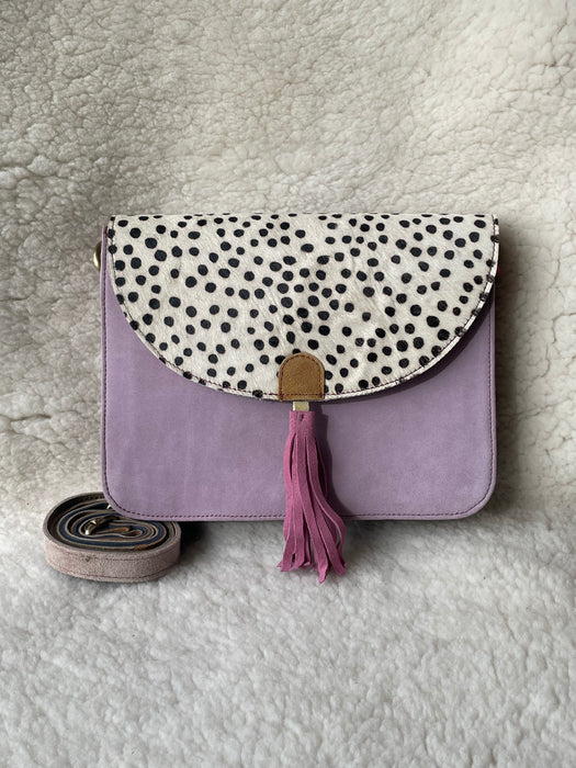 Handcrafted, Recycled Suede & Hide Multi-Coloured Tassel Handbag (Large)