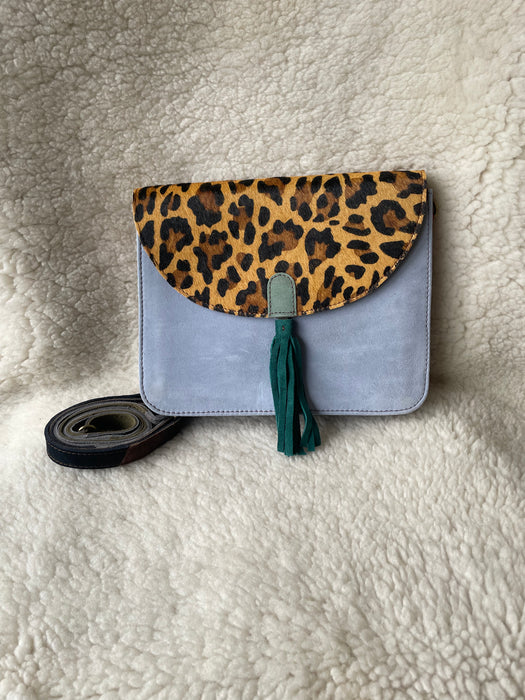 Handcrafted, Recycled Suede & Hide Multi-Coloured Tassel Handbag (Large)