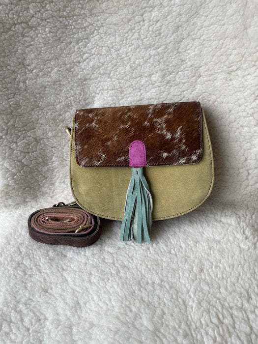 Handcrafted, Recycled Suede & Hide Multi-Coloured Bags.