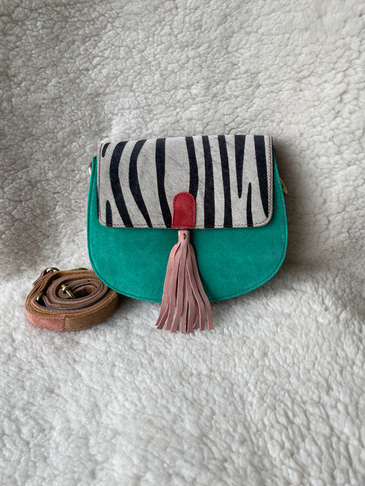 Handcrafted, Recycled Suede & Hide Multi-Coloured Bags.
