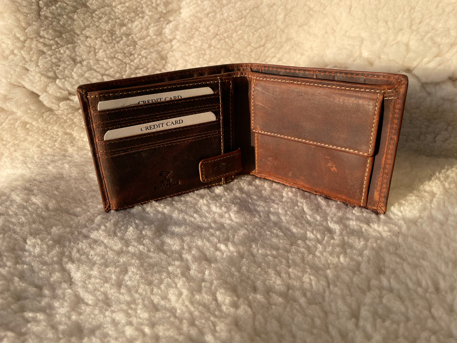 Genuine, Brown Leather Trifold Wallet