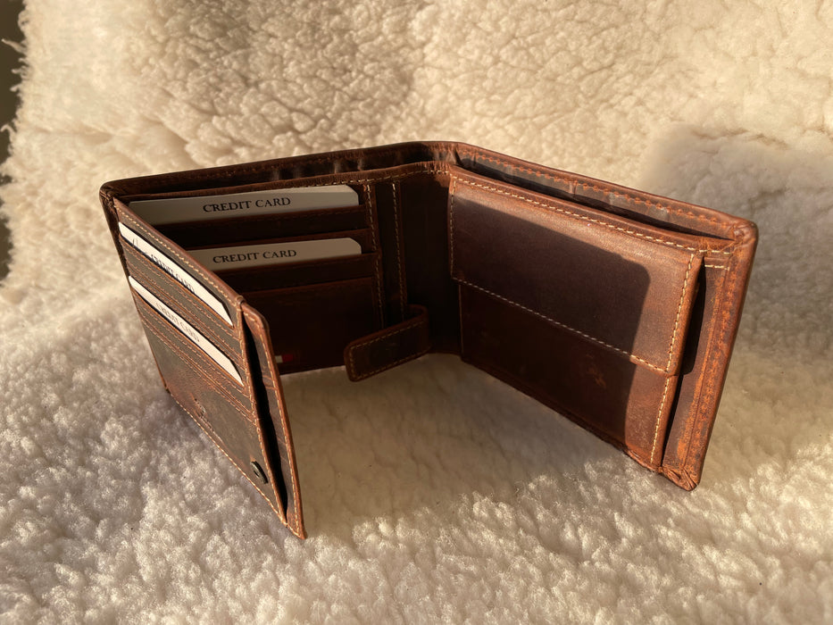 Genuine, Brown Leather Trifold Wallet