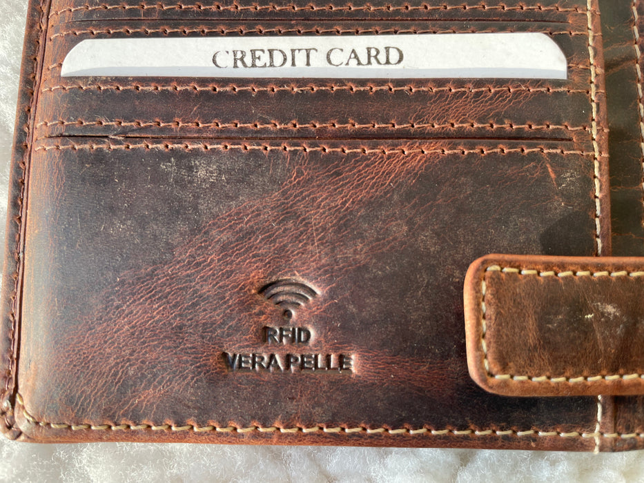 Genuine, Brown Leather Trifold Wallet
