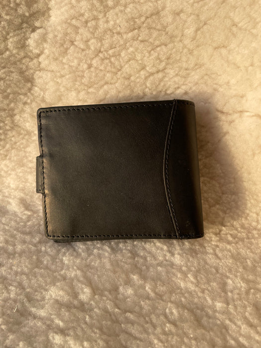 Genuine, Black Leather, Trifold Wallet