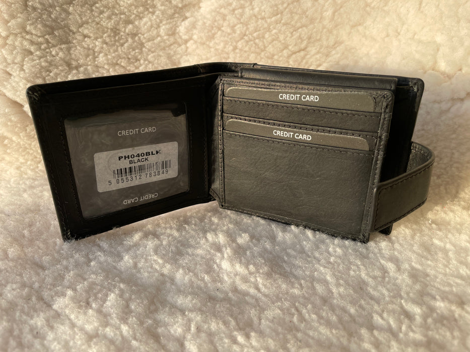 Genuine, Black Leather, Trifold Wallet