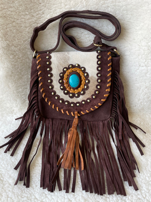 Western Style, Suede & Hide Fringed Bag