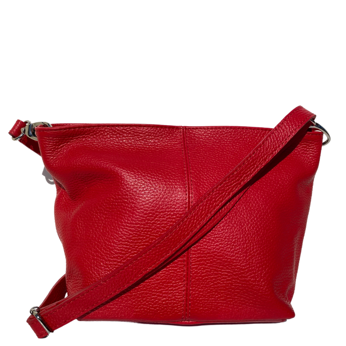 Leather bucket bag with zip discount